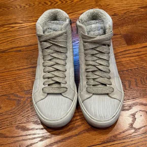 P448 Star White Zebra Hightop Sneaker size EU 39 US 9 EUC - Picture 5 of 11